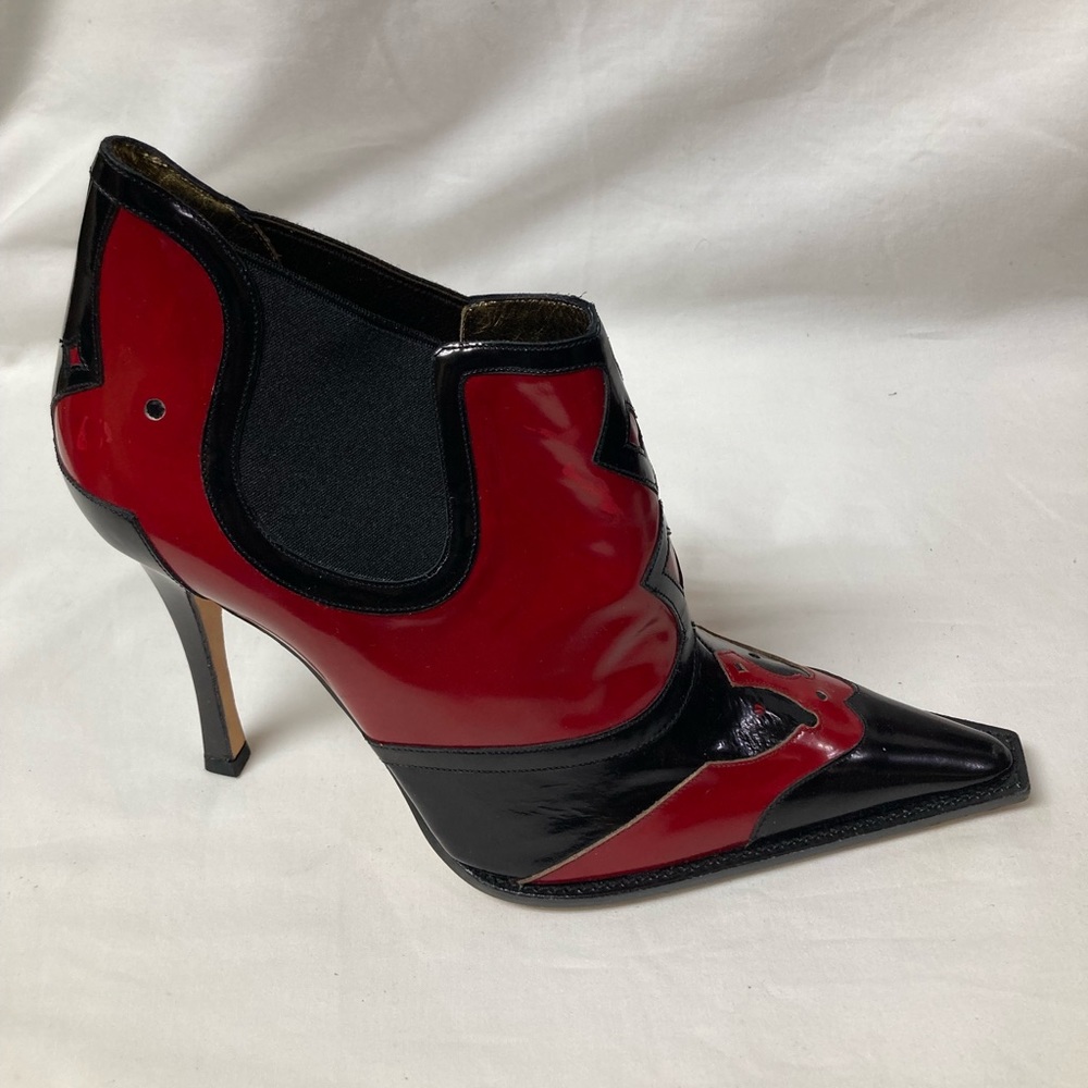 Dolce & Gabbana Red and Black Bootie Boots, size 40, fit like a 9 - Picture 4 of 10